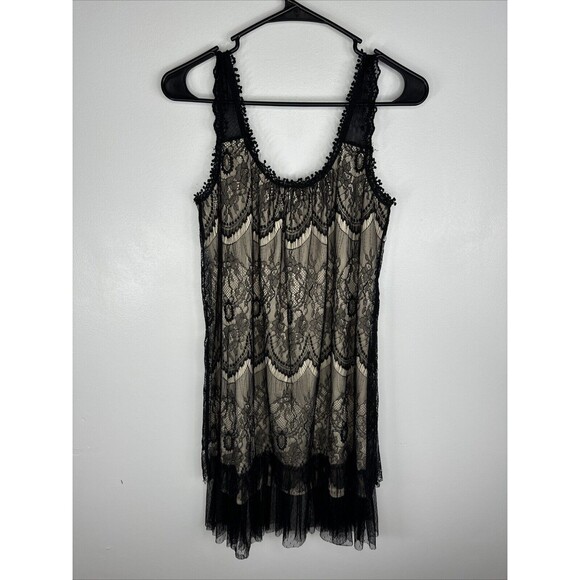 Black Lace Mini Dress Sz Small Whimsy Goth Romantic Grunge - Picture 5 of 5